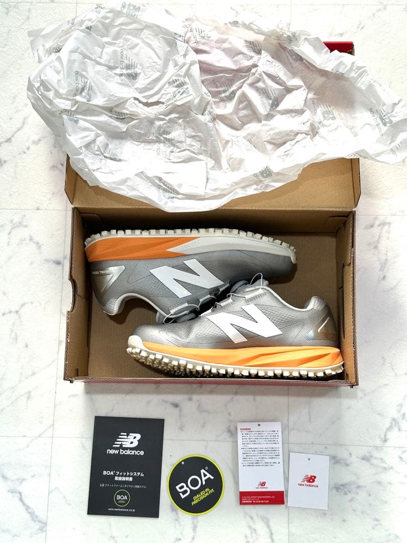 new balance ゴルフシューズ 女性用 グレー/オレンジ　23.5cm