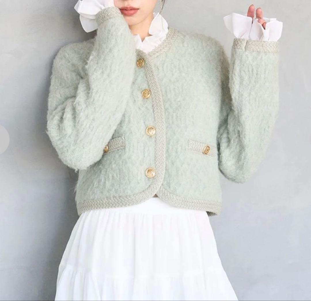 【未使用タグ付き】SNIDEL ファーライクフリルニットジャケット