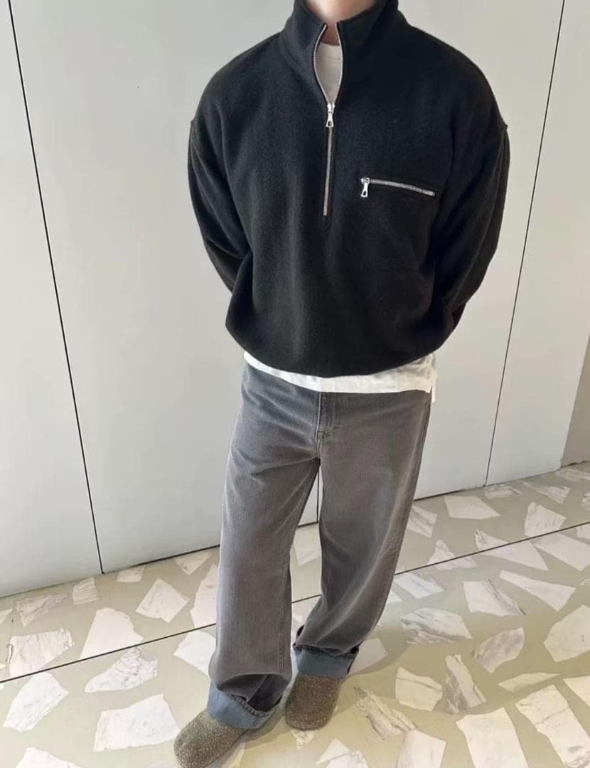 RIER ブラック ハーフジップ ジャンパー L 即日発送ok