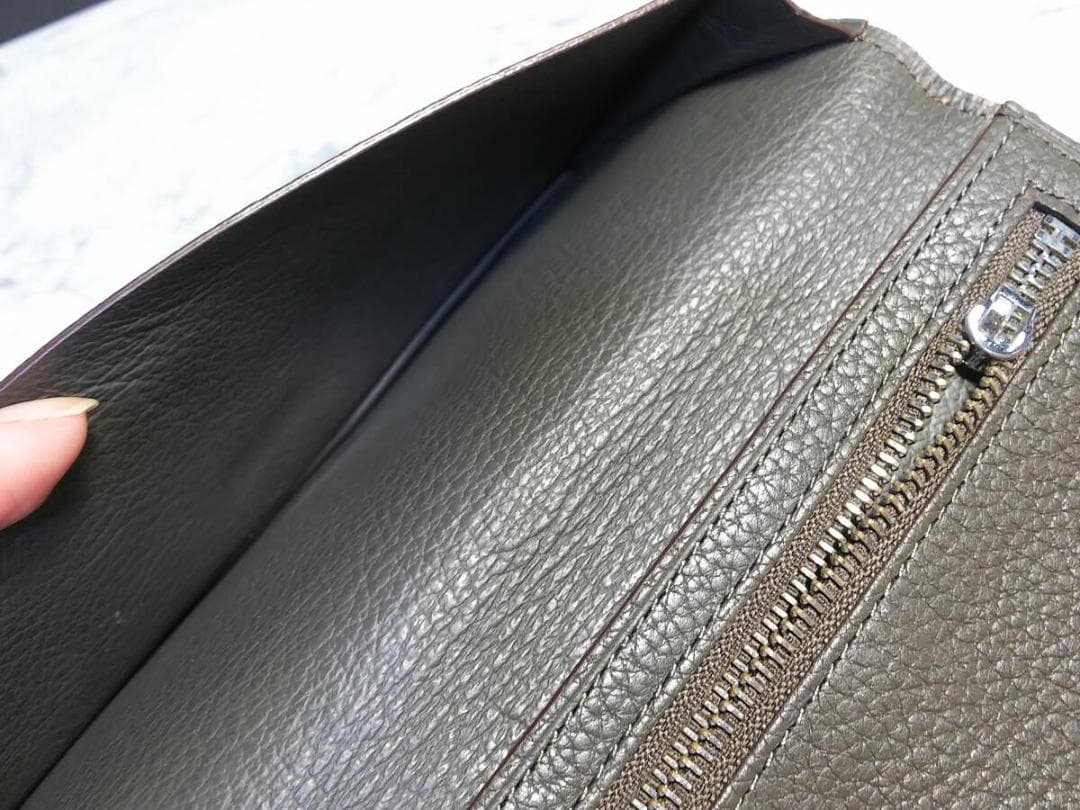 お買い得 HERMES ダークブラウン レザー 長財布