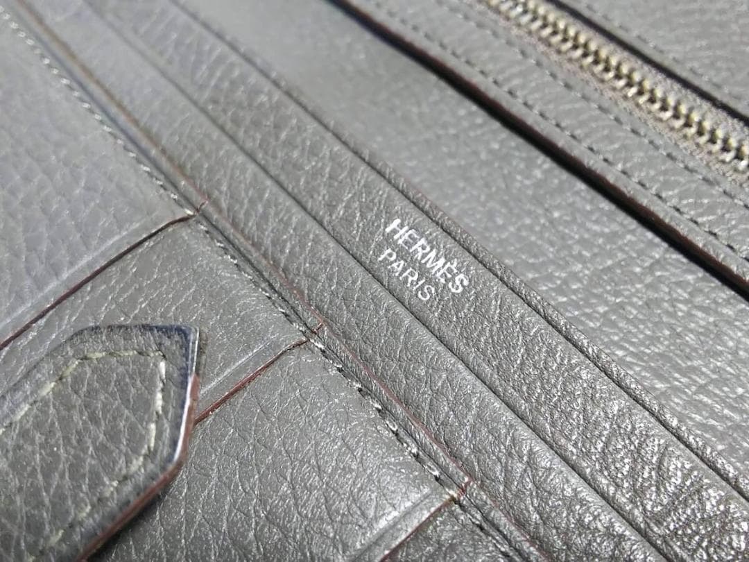 お買い得 HERMES ダークブラウン レザー 長財布