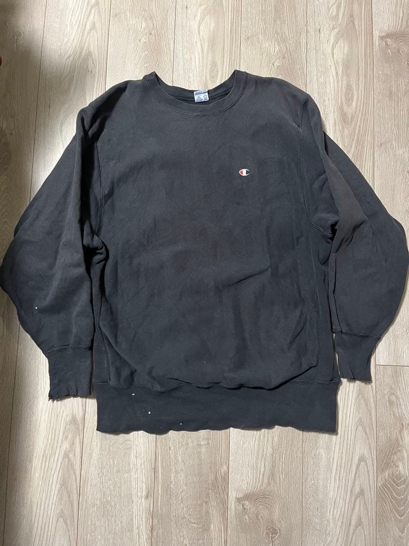 雰囲気抜群!90sビンテージチャンピオン ブラックソリッド XL 目つき USA