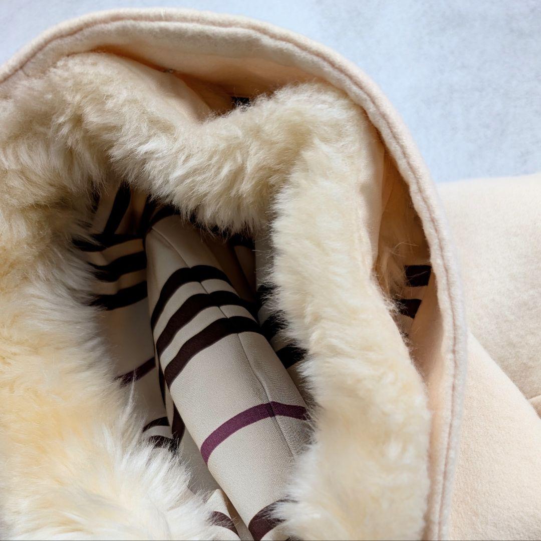 【訳あり】バーバリーブルーレーベル ダッフルコート アイボリー ファー付き