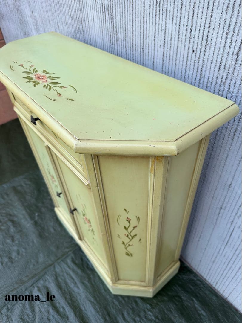 【コンソール】木製　トールペイント　シャビーシック　花台　飾り台　アンティーク◎