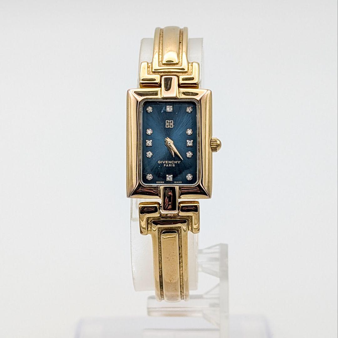 【美品】GIVENCHY ジバンシー ゴールド バングルウォッチ 12Pダイヤ