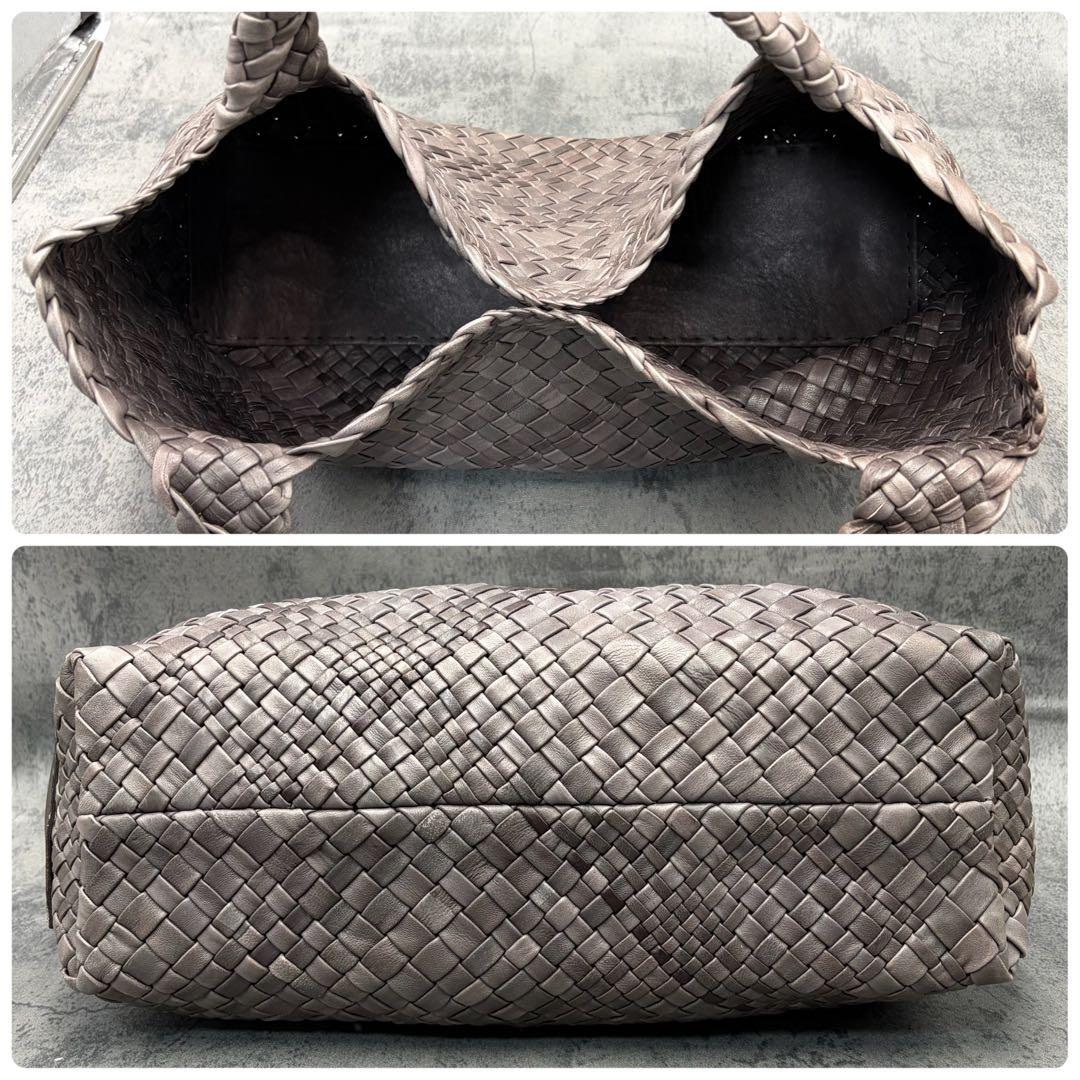 美品 ファロルニ 編み込み トートバッグ オールレザー A4 ハンド 灰 メンズ