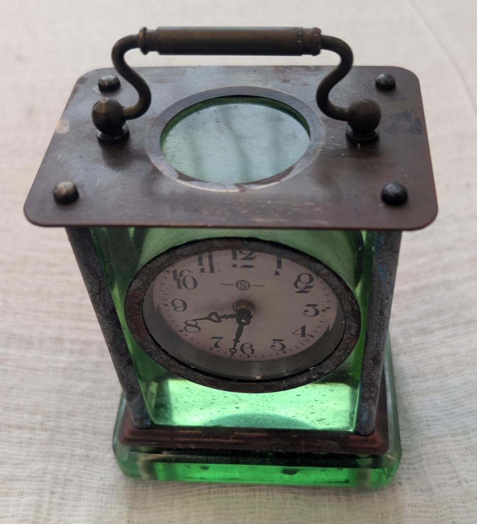 精工舎 ガラス置時計 グリーン 希少 アンティーク ビンテージ