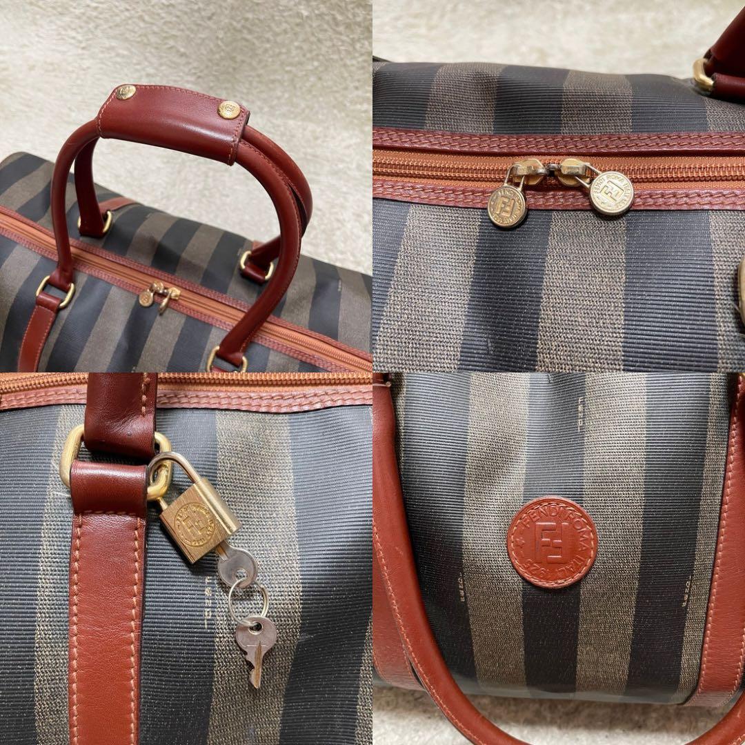 【特大容量】FENDI 2way ボストンバッグ　出張　旅行　南京錠　鍵　ペカン