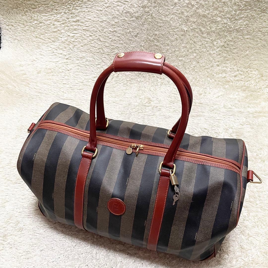 【特大容量】FENDI 2way ボストンバッグ　出張　旅行　南京錠　鍵　ペカン