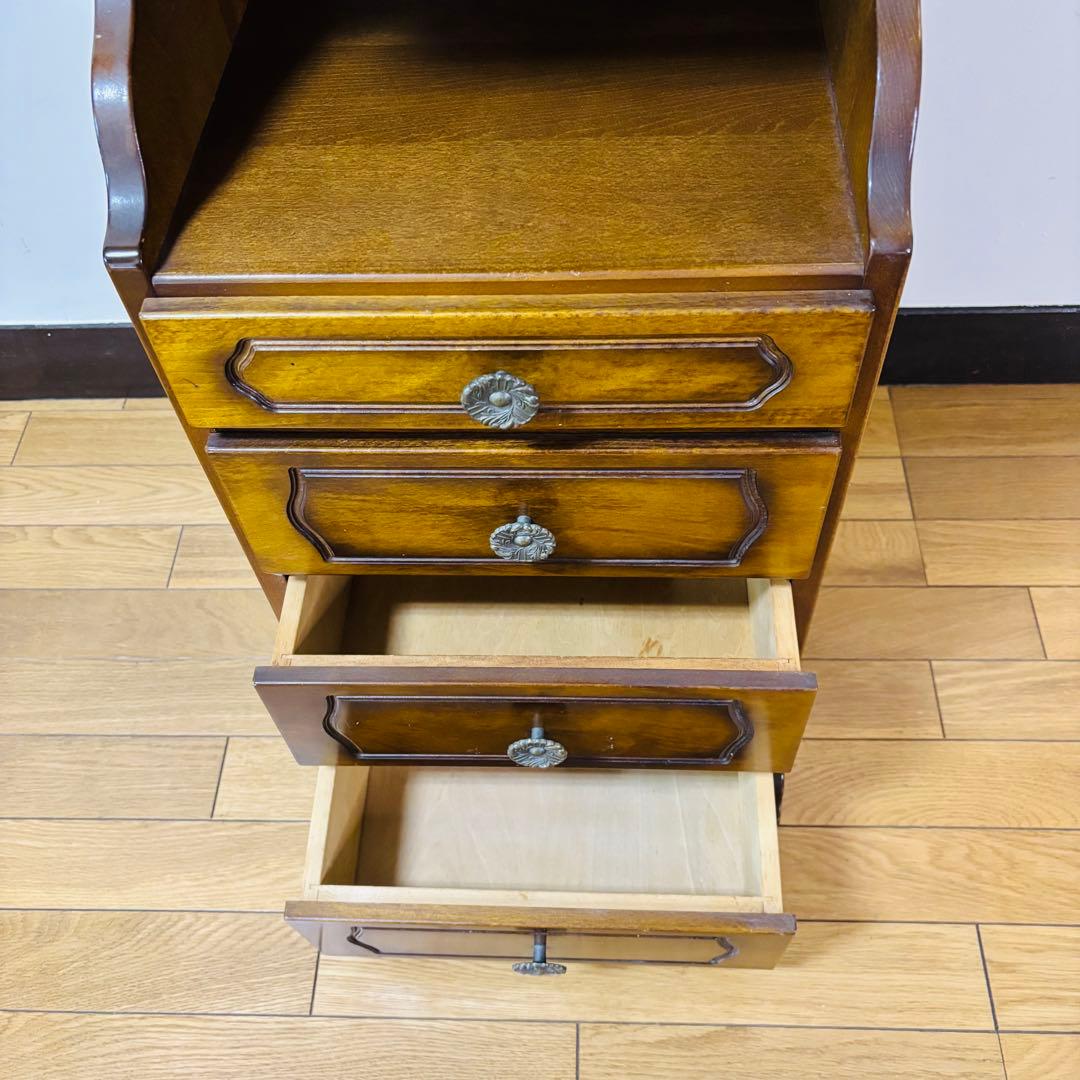 カリモク コロニアル 電話台 小引き出し4段　飾り台　花台　ヴィンテージ