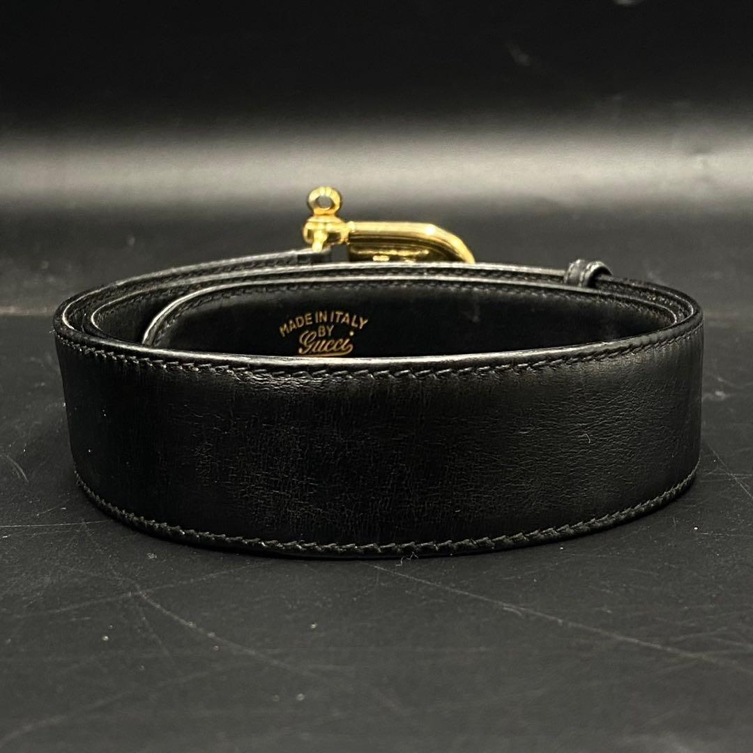 【美品】グッチ Gロゴ ベルト バックル ロゴ ブラック レザー