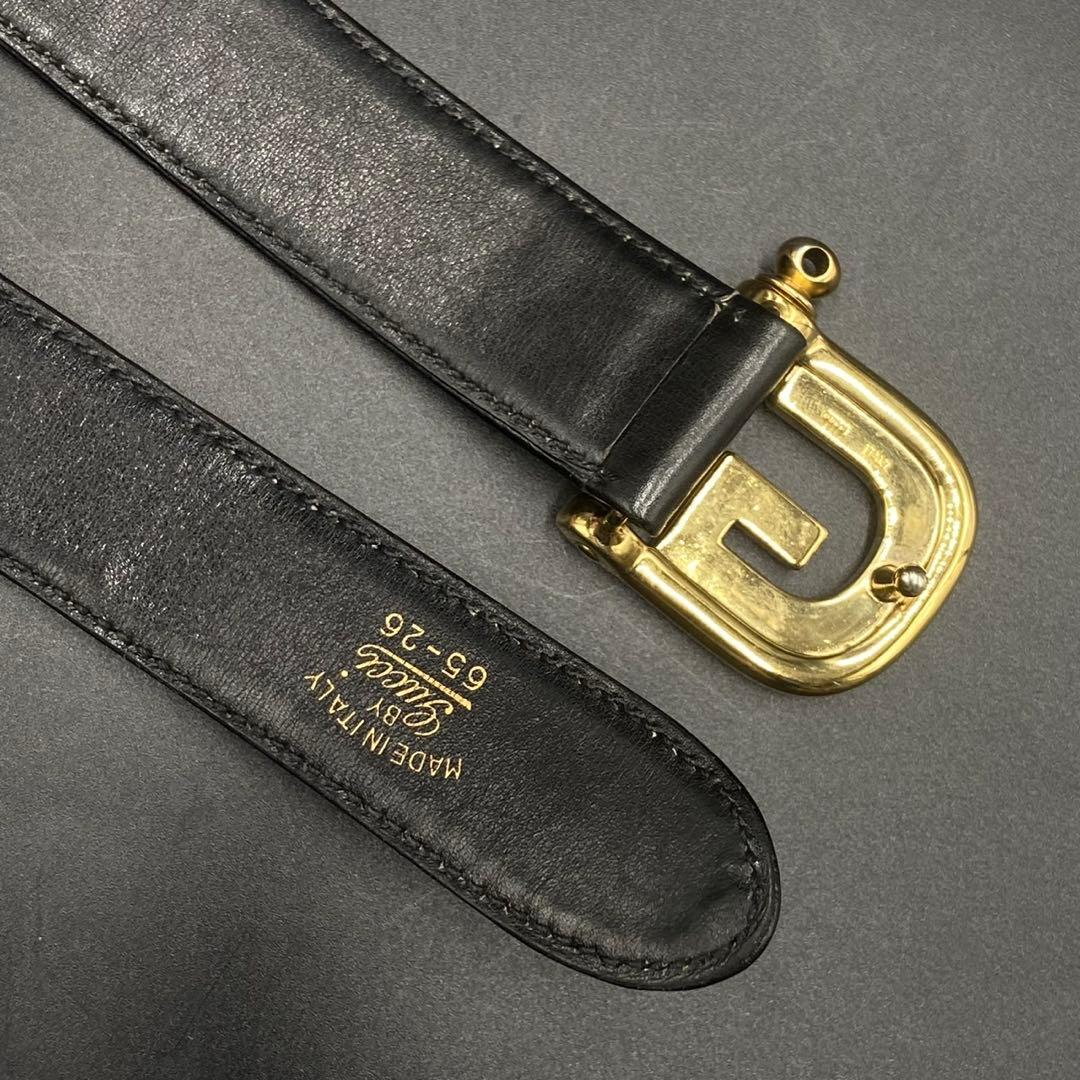 【美品】グッチ Gロゴ ベルト バックル ロゴ ブラック レザー