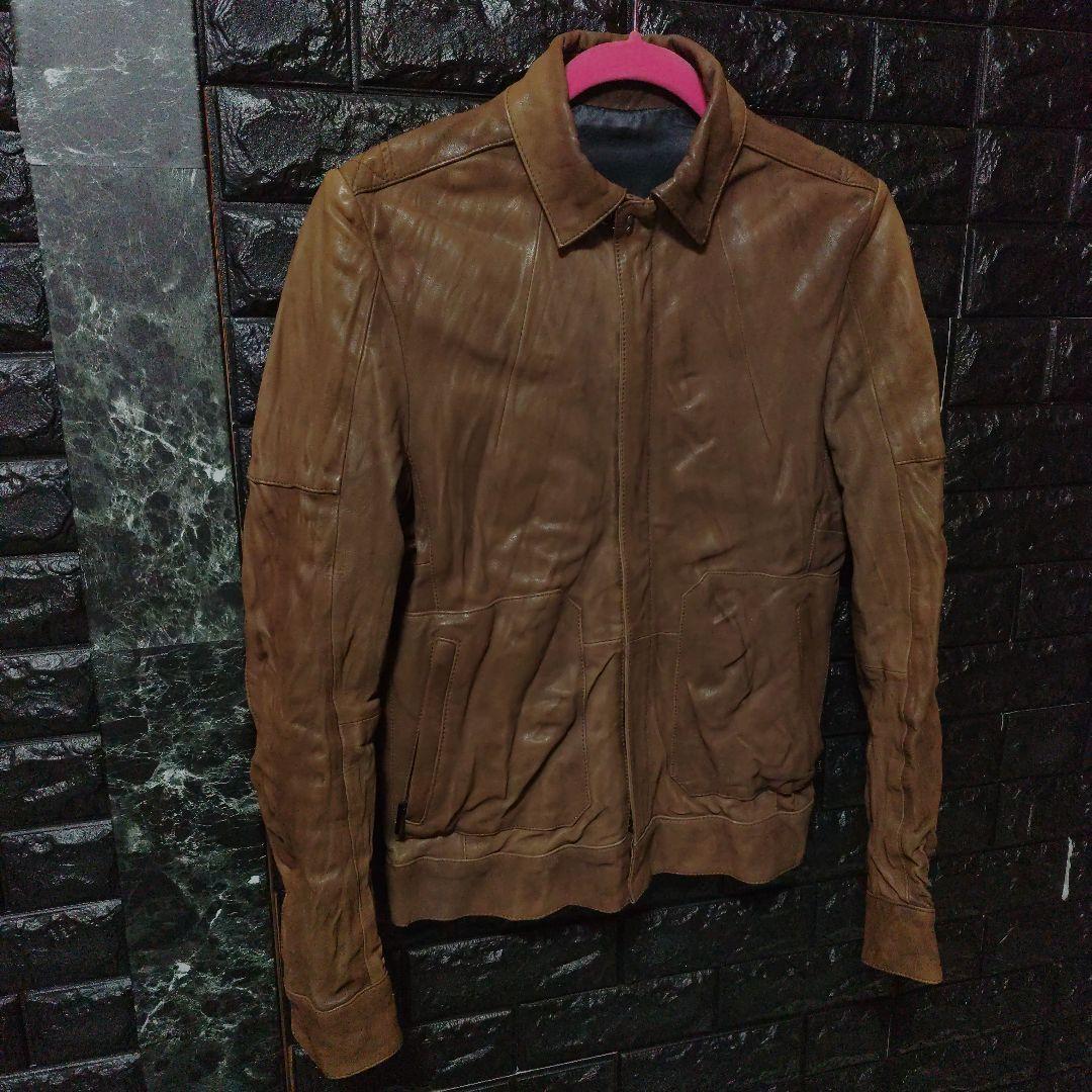 未使用に近いＳＣＨＯＲＬ アンティーク加工シングルライダース ブラウン Sz42