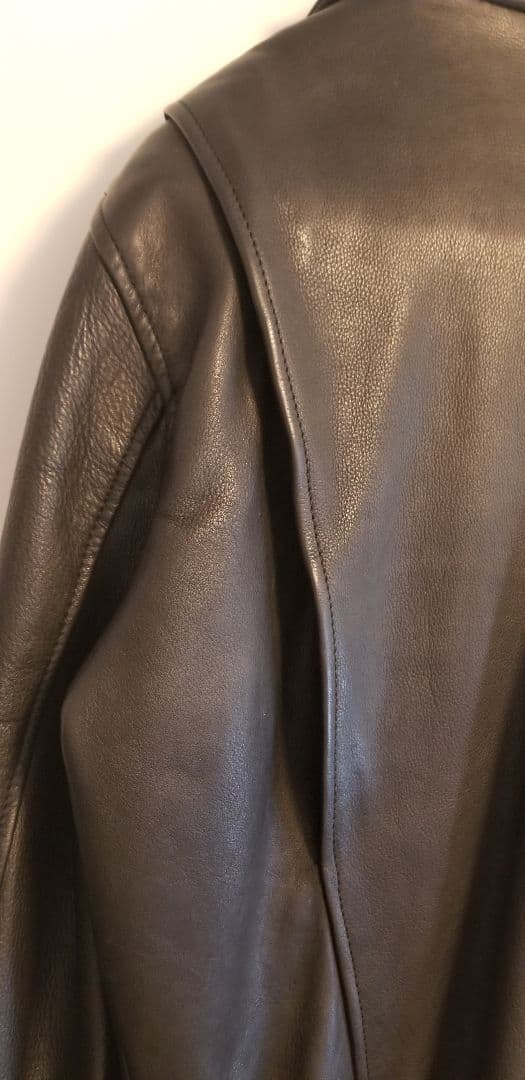 RHENIUM 雌牛本革ブラックレザーライダース 46 XL