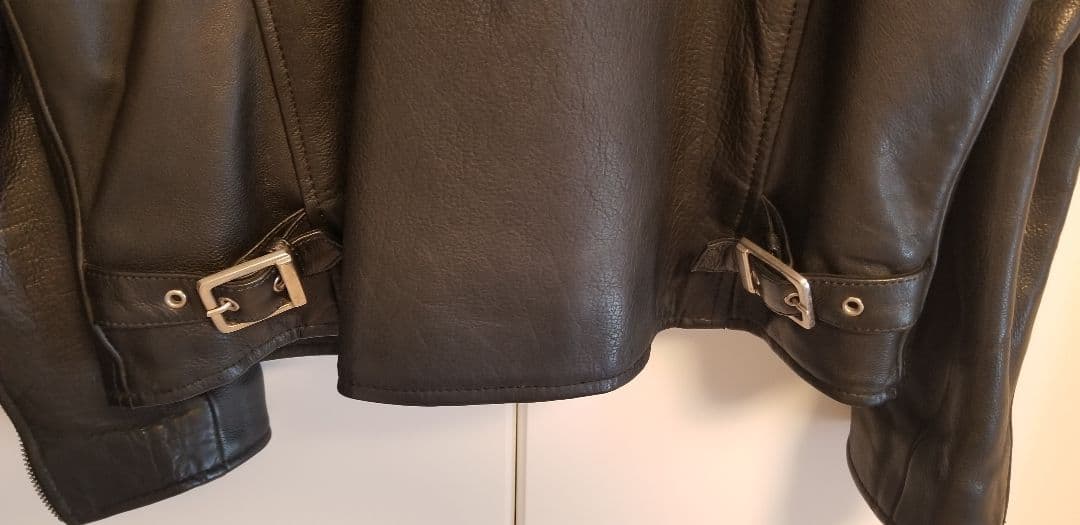 RHENIUM 雌牛本革ブラックレザーライダース 46 XL