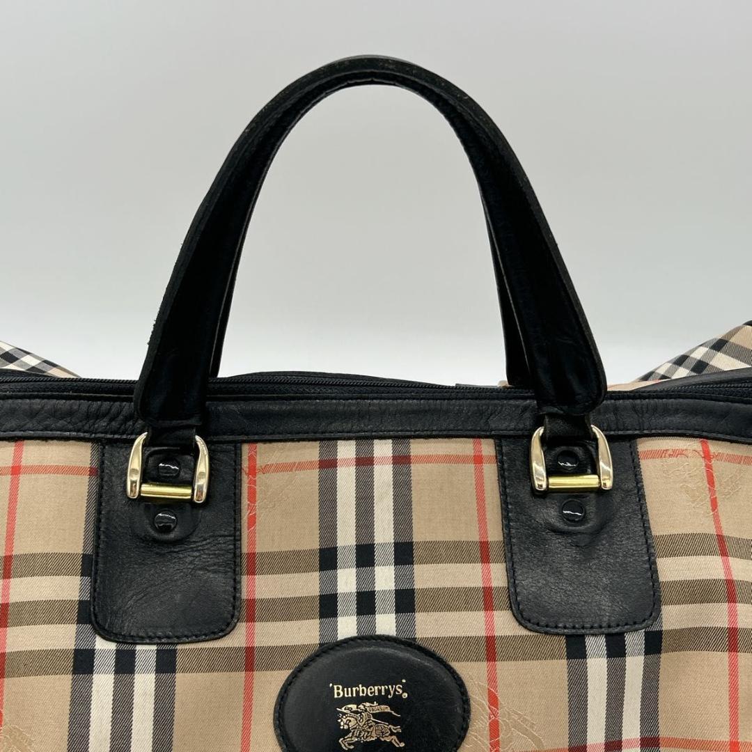 希少 バーバリー ボストンバッグ ノバチェック ホースロゴ シャドーホース