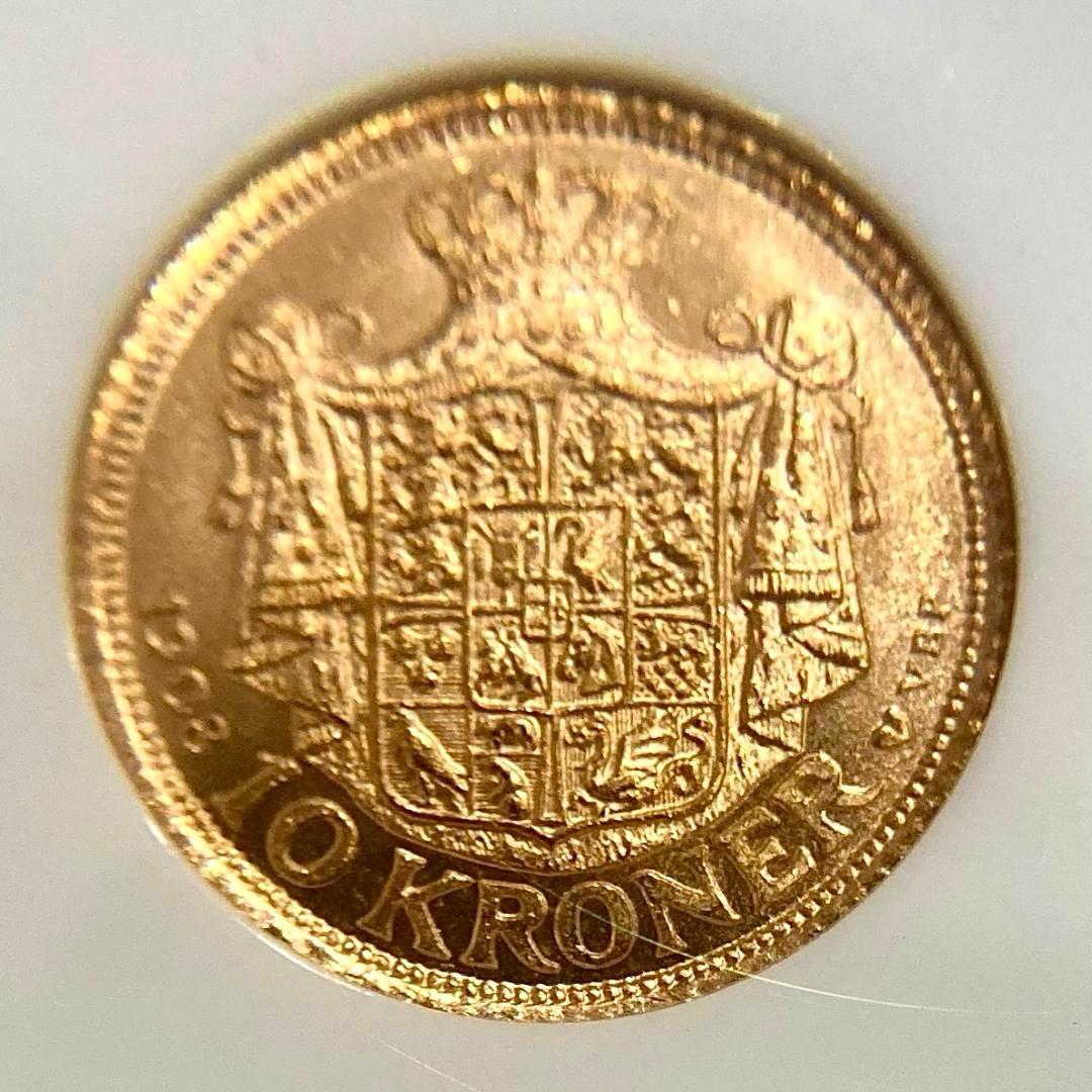 ★★★梨くん★★★　1908年デンマーク10クローネ金貨★NGC MS65