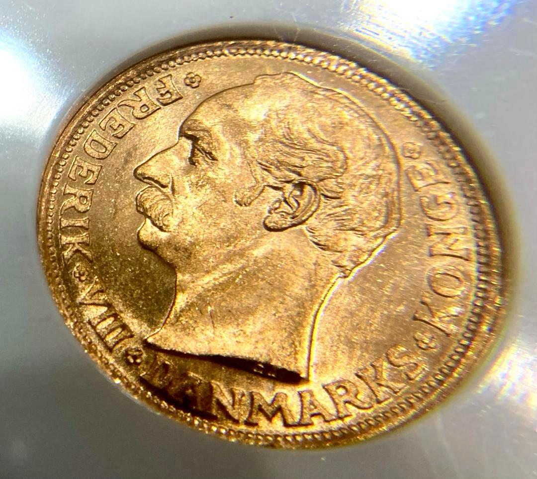 ★★★梨くん★★★　1908年デンマーク10クローネ金貨★NGC MS65