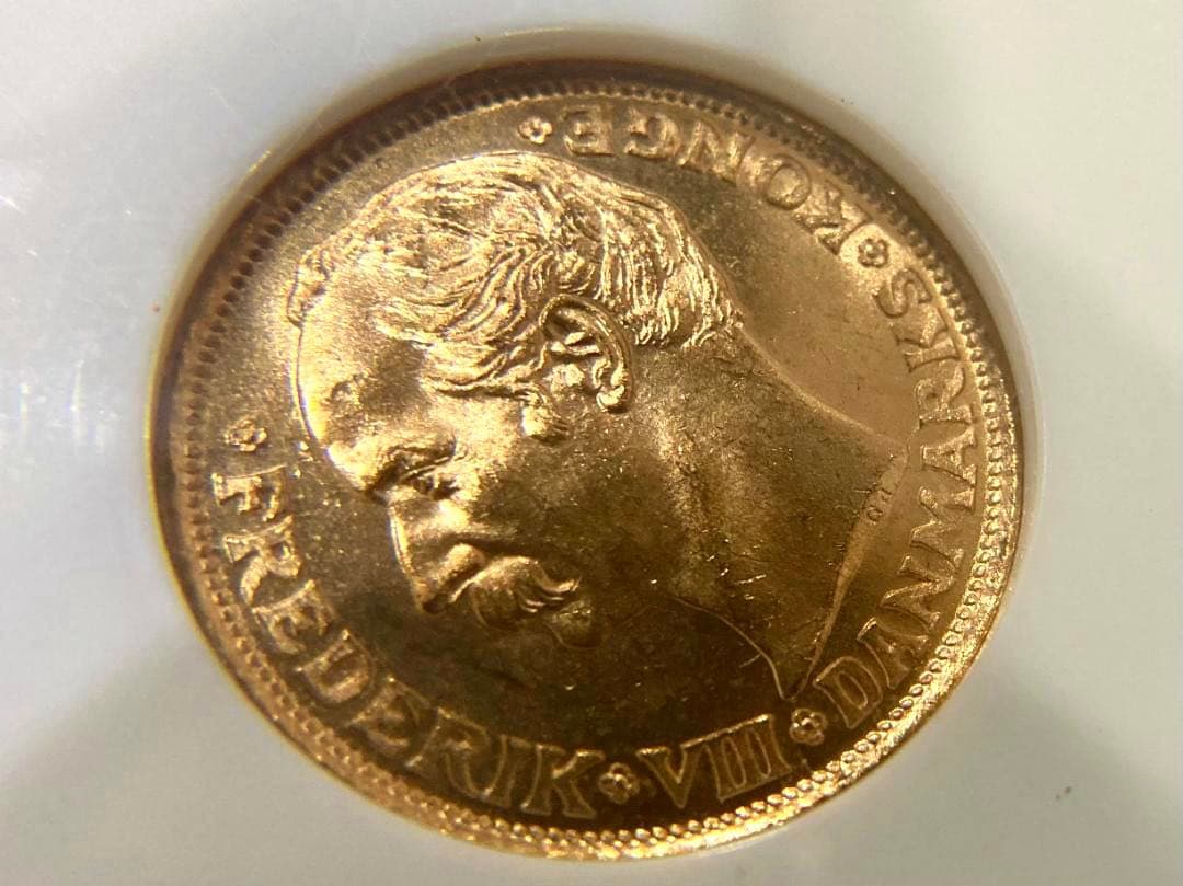★★★梨くん★★★　1908年デンマーク10クローネ金貨★NGC MS65