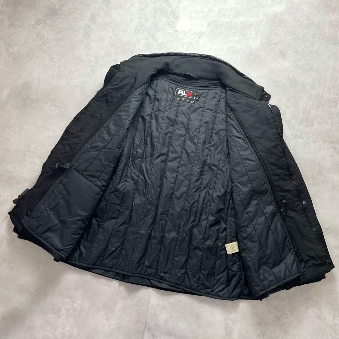 美品 ラルフローレン 中綿キルティングライナー レザーパイピング 黒 XL