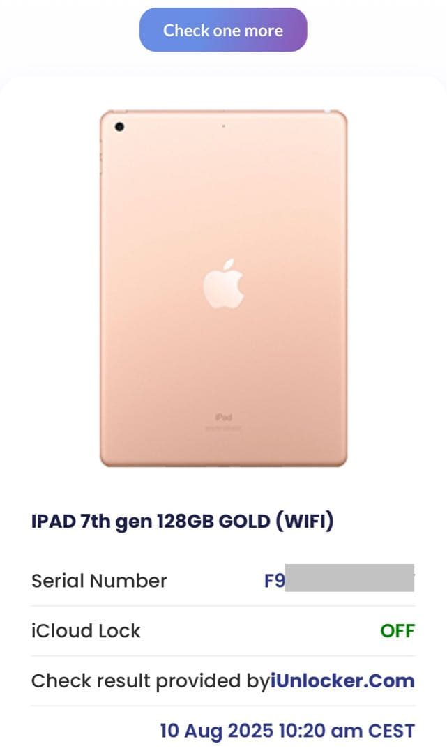 iPad 第7世代 128GB ゴールド 箱あり ジャンク品