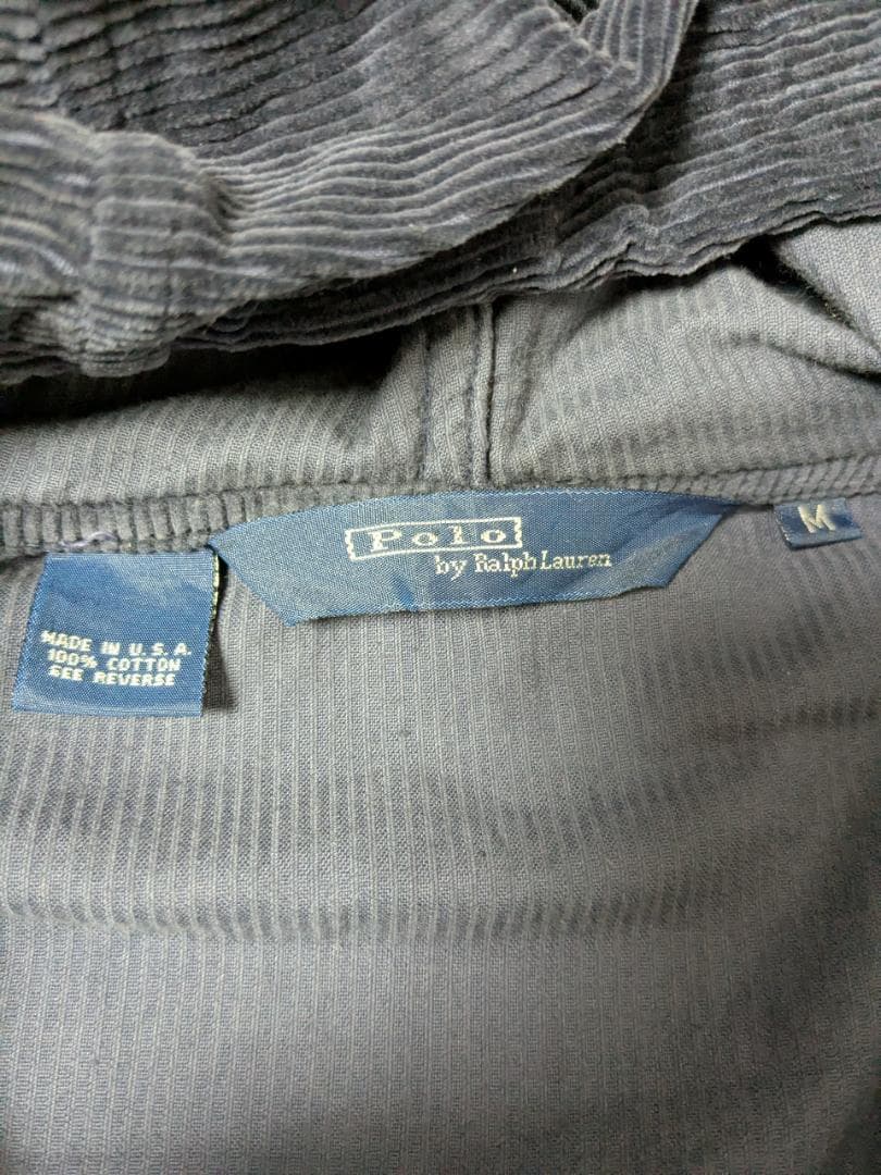 【希少】USA製 90s ラルフローレン コーデュロイパーカー 太畝 ネイビー