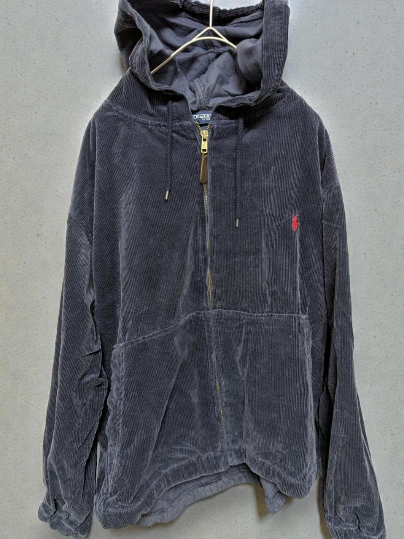 【希少】USA製 90s ラルフローレン コーデュロイパーカー 太畝 ネイビー