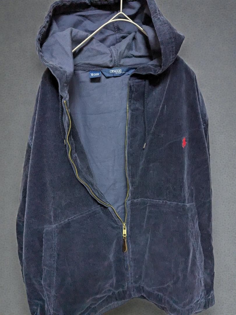 【希少】USA製 90s ラルフローレン コーデュロイパーカー 太畝 ネイビー