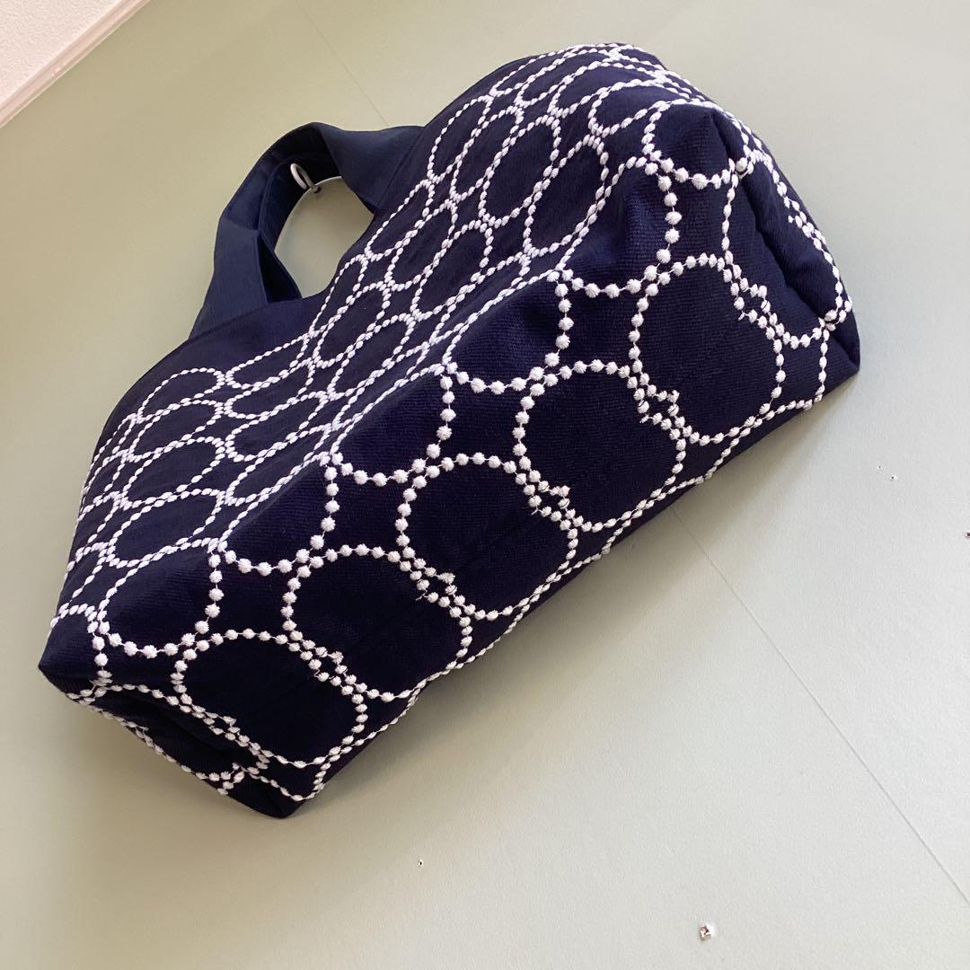 ミナペルホネン　タンバリンネイビートートバッグ　ハンドメイド