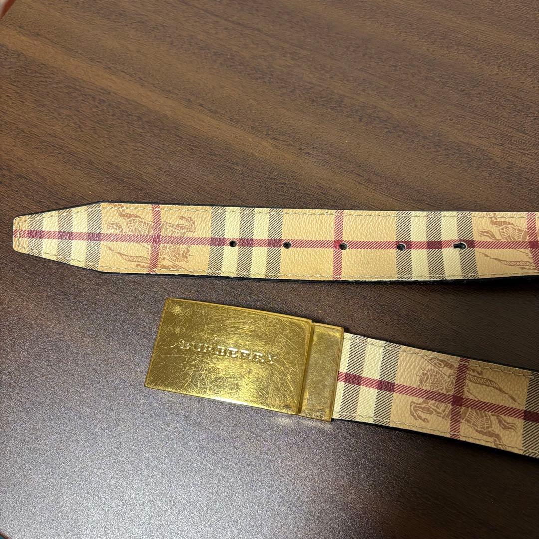 BURBERRY チェック柄 ベルト ゴールドバックル