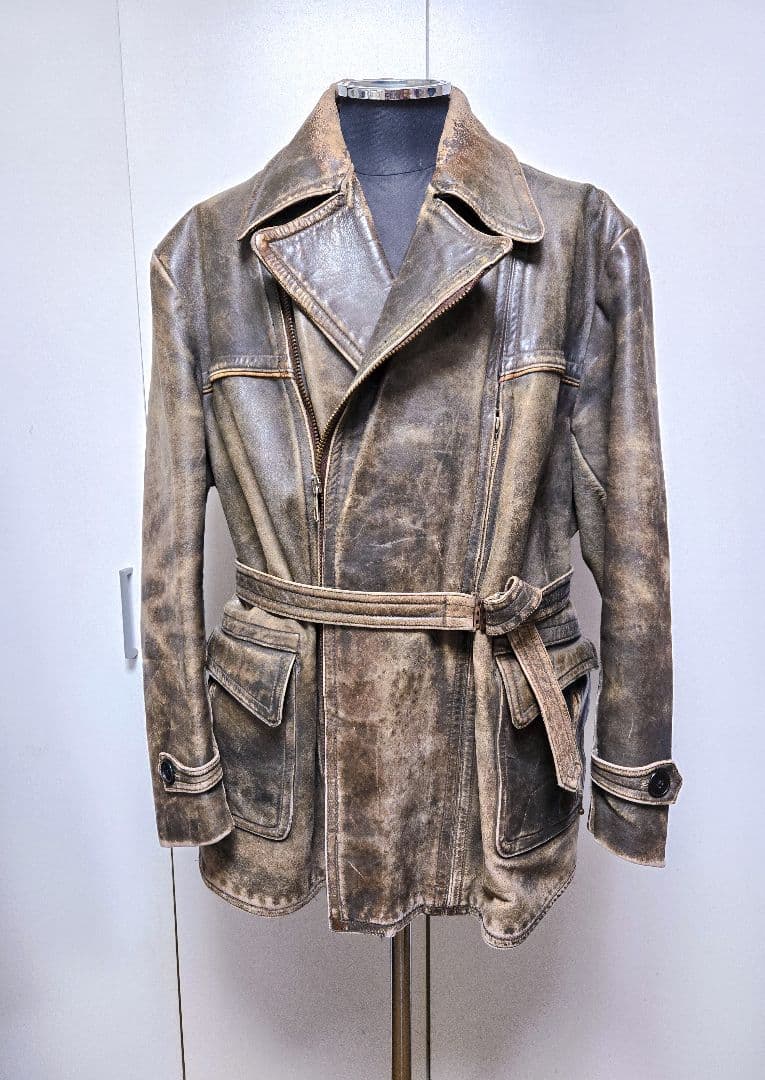 40s ヴィンテージ ダブル ライダース コート モーターサイクル ジャケット