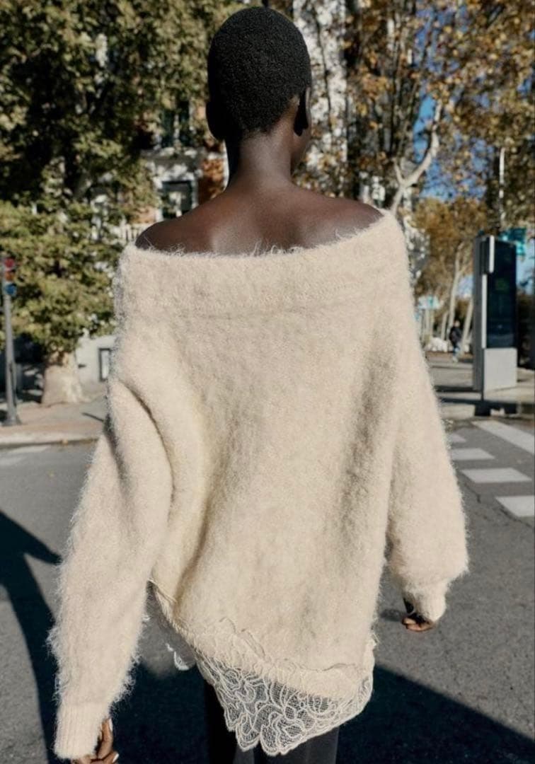 ZARA　レースコンビニットセーター M