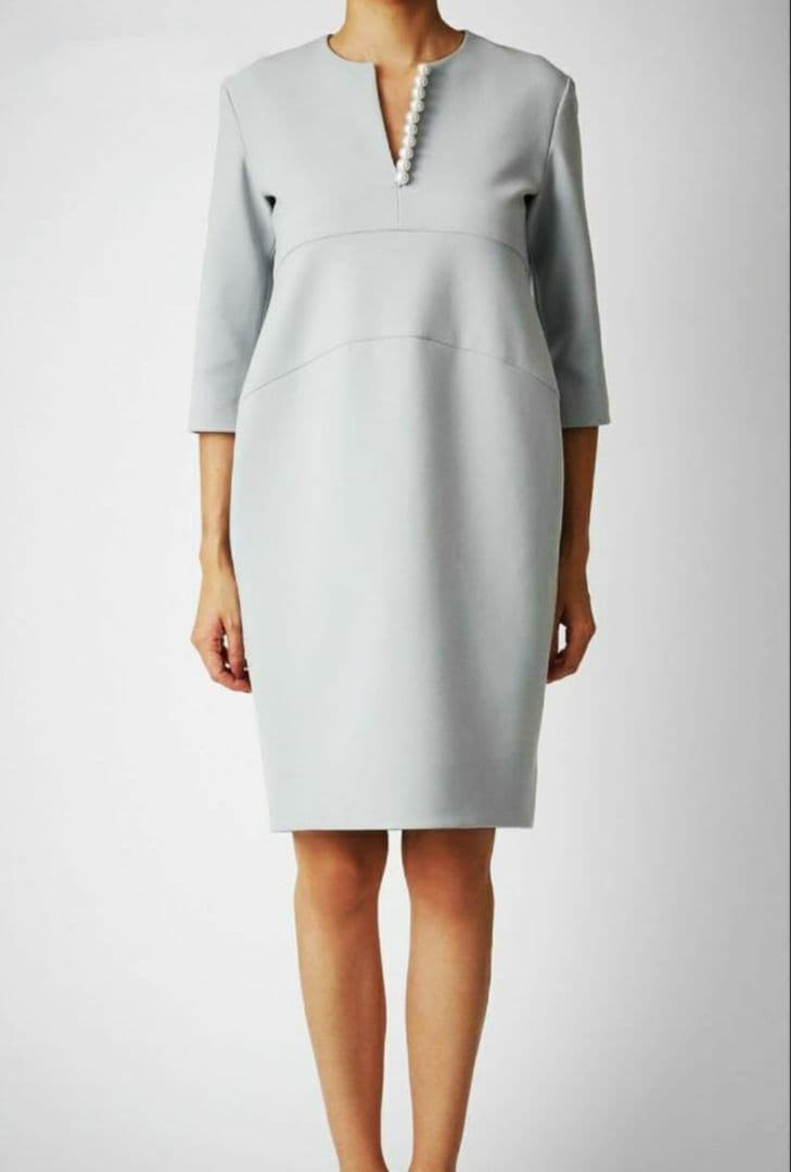 希少色✨ヨーコチャン YOKOCHAN 七分丈パールワンピース サックスブルー