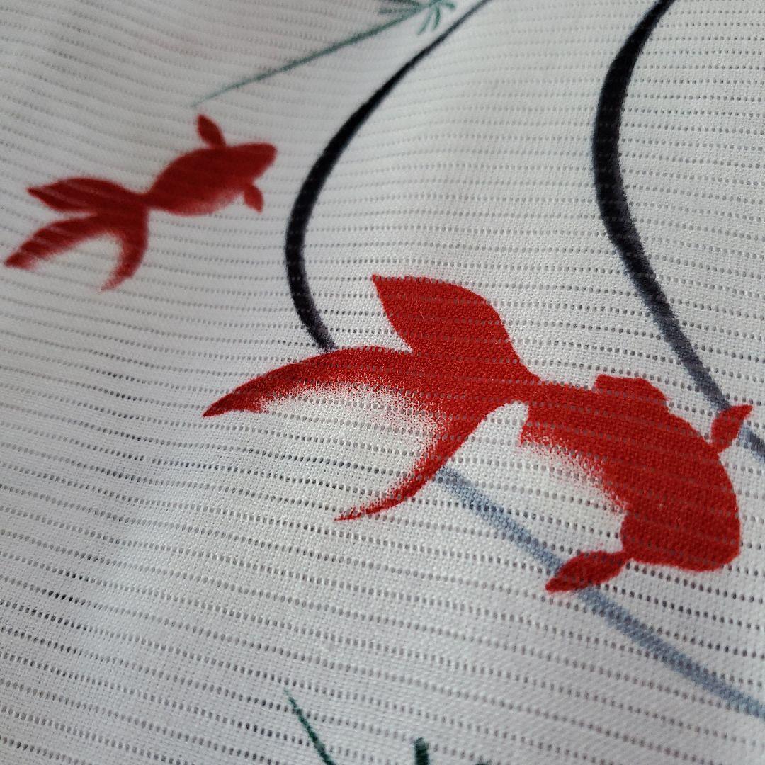 浴衣　着物　綿絽　レディース　金魚　赤