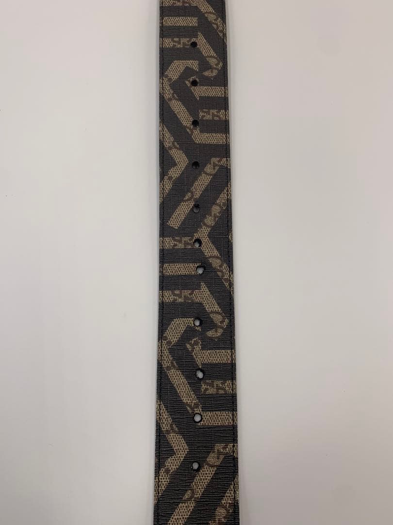 美品 グッチ　インターロッキング　ベルト　スプリームGG　PVC×レザーブラック