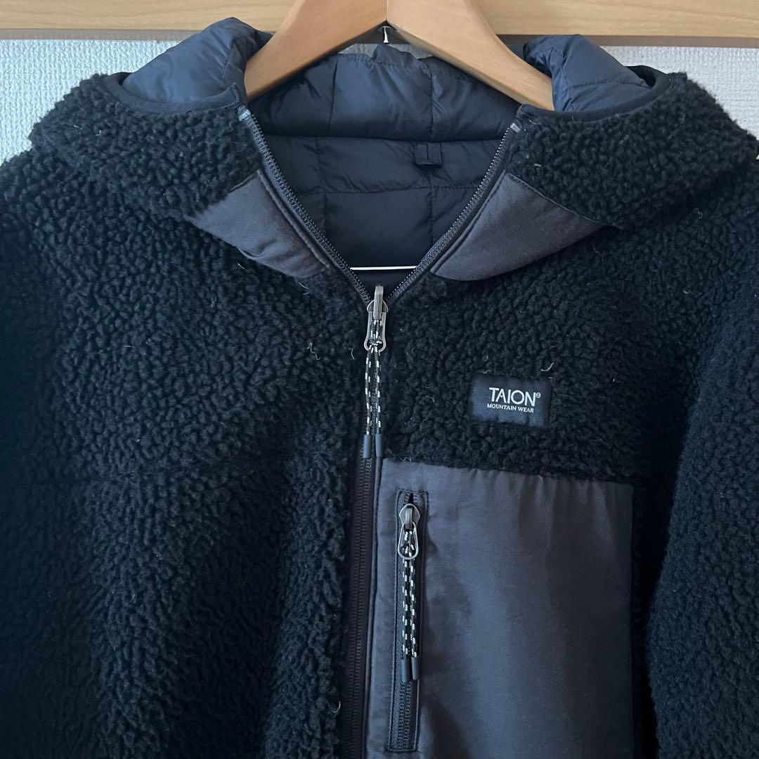 TAION ノーリーズ タイオン ボアリバーシブルダウンコート ブラック M