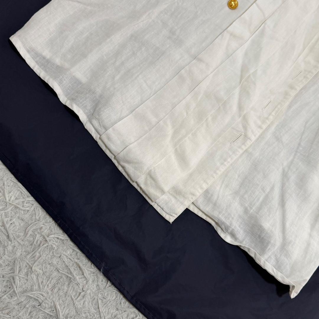 16619✨CHANEL ピンタック クローバー金ボタン ダブルシャツ ブラウス