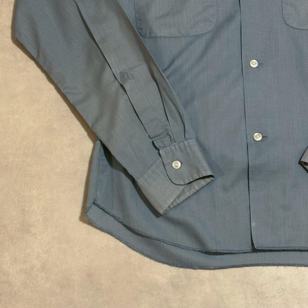 60s 70s TOWNCRAFT くすみブルー 開襟 シャツ DM1357