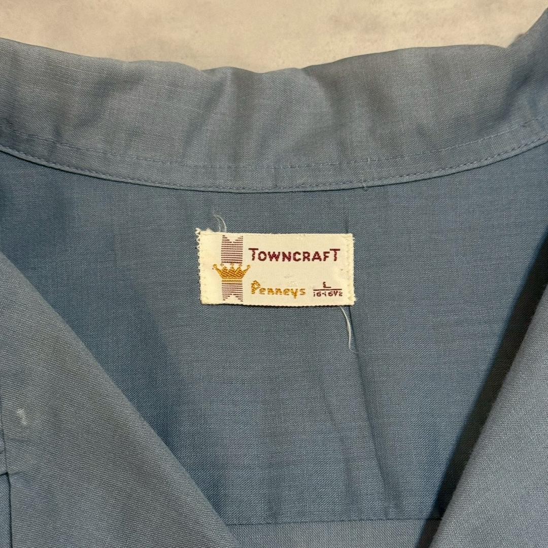 60s 70s TOWNCRAFT くすみブルー 開襟 シャツ DM1357