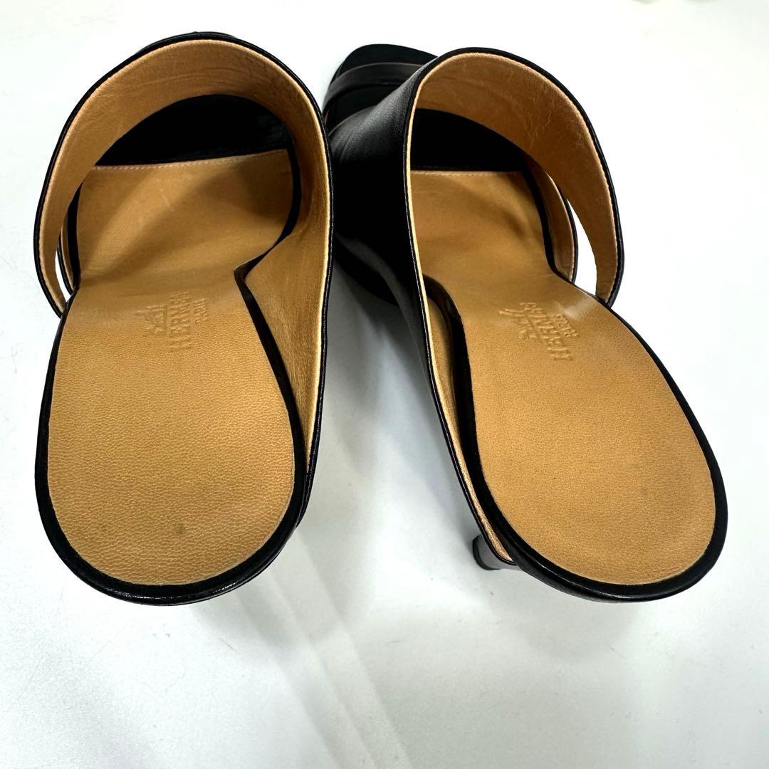 美品★HERMES★エルメス ミュール サンダル レザー 黒 ヒール サイズ35