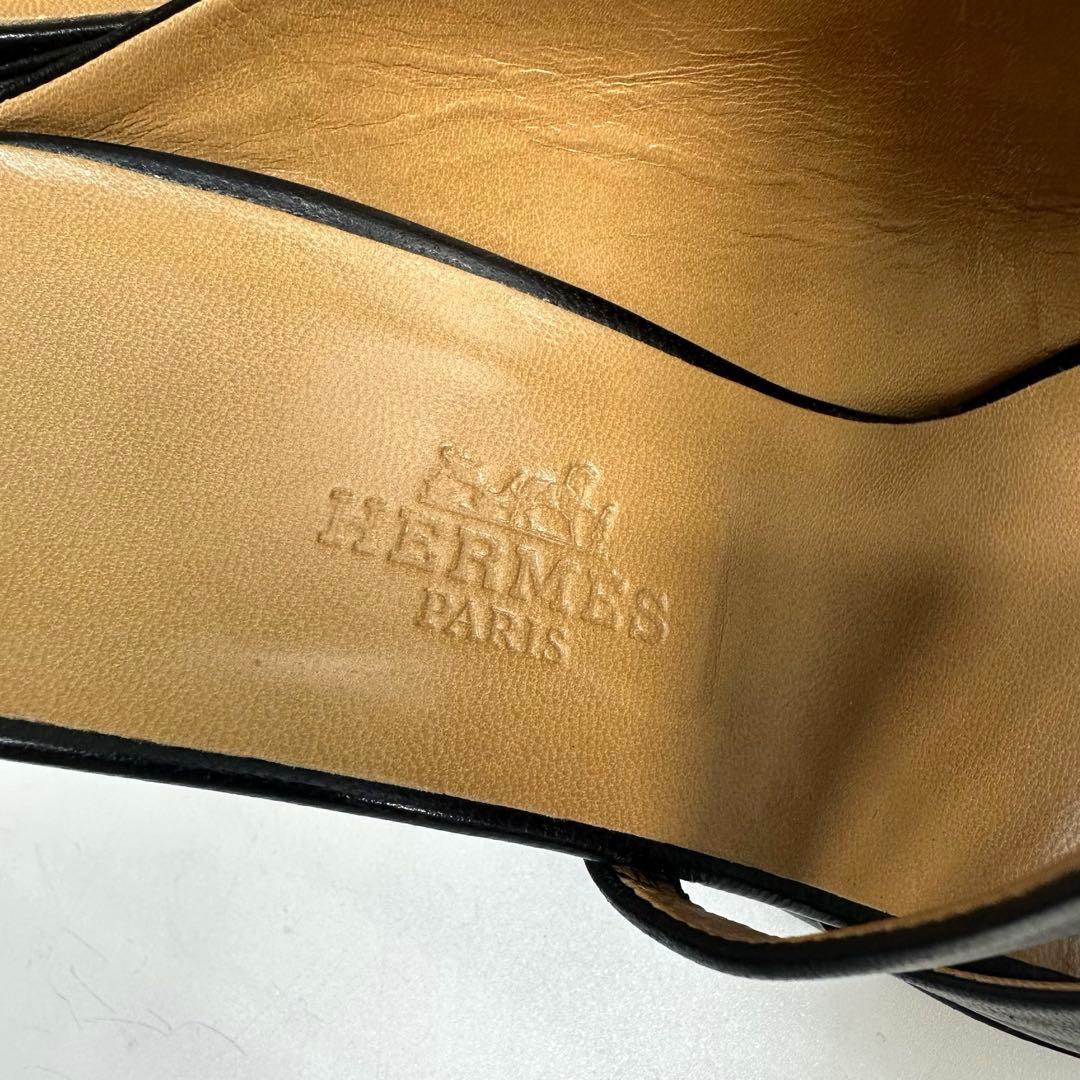 美品★HERMES★エルメス ミュール サンダル レザー 黒 ヒール サイズ35