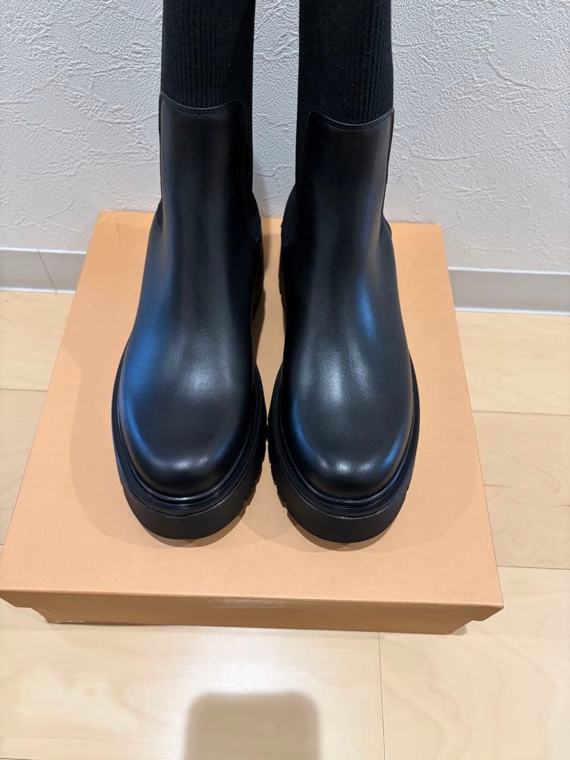 新品CORSOROMA.9ブラック サイドゴアブーツ 厚底23.5cm(37)