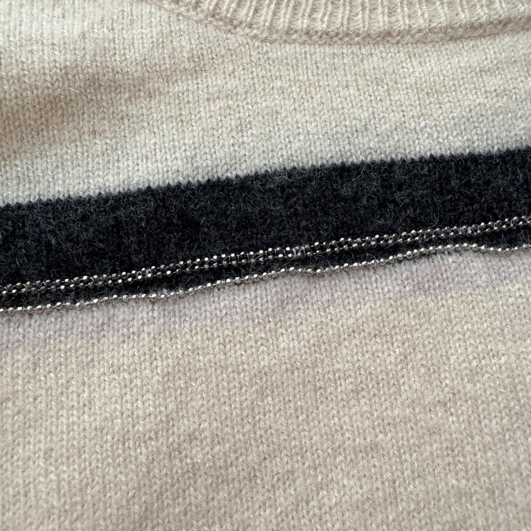 最高峰✨ブルネロクチネリ モニーレ装飾 カシミア100 ボーダーセーター ニット