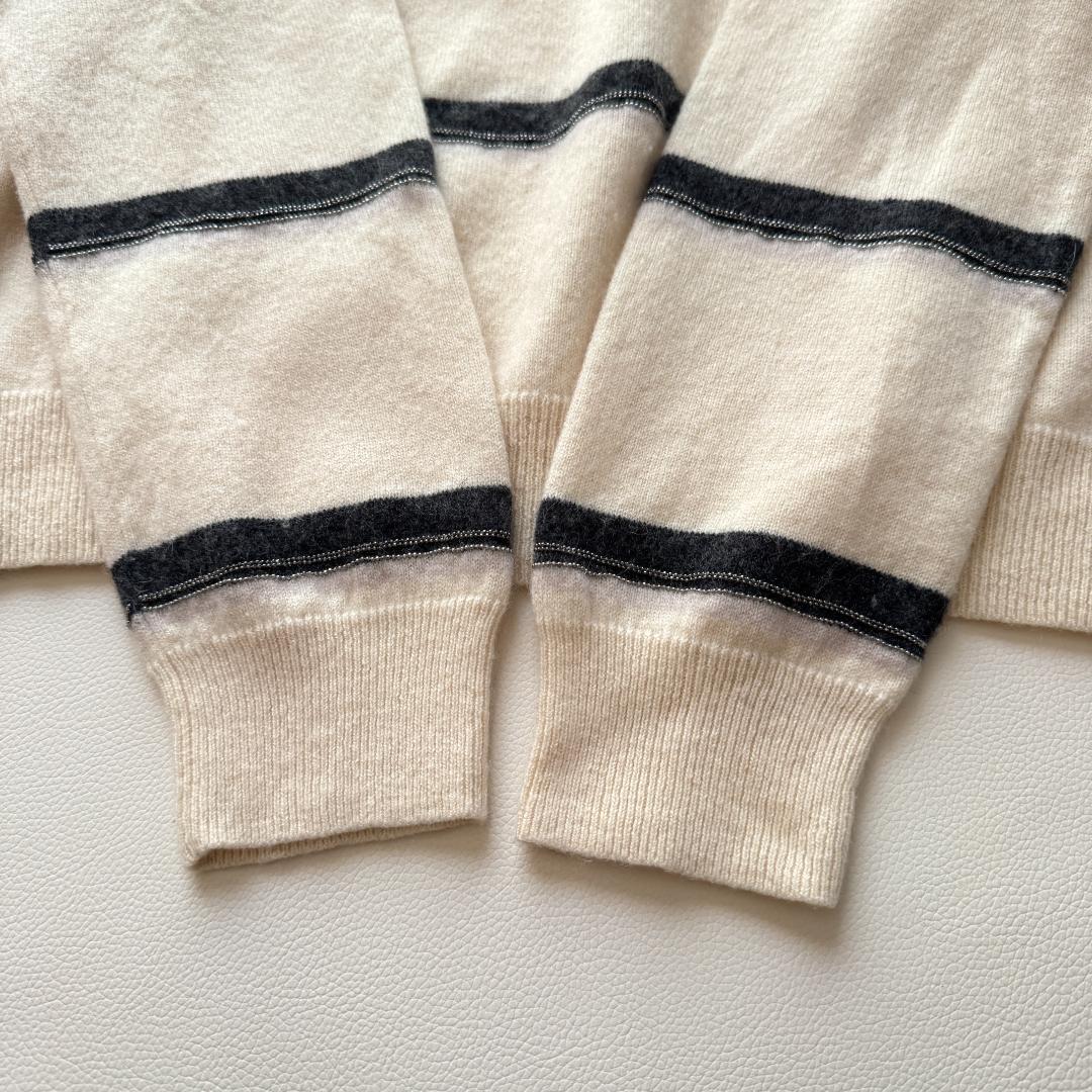 最高峰✨ブルネロクチネリ モニーレ装飾 カシミア100 ボーダーセーター ニット