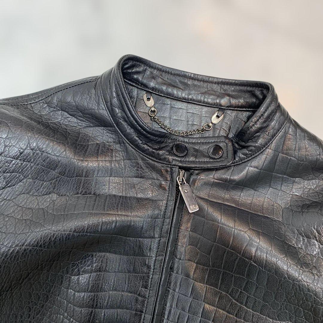 ☆超美品☆ラルフローレン　レザージャケット　羊革　スタンドカラー　ラム　黒