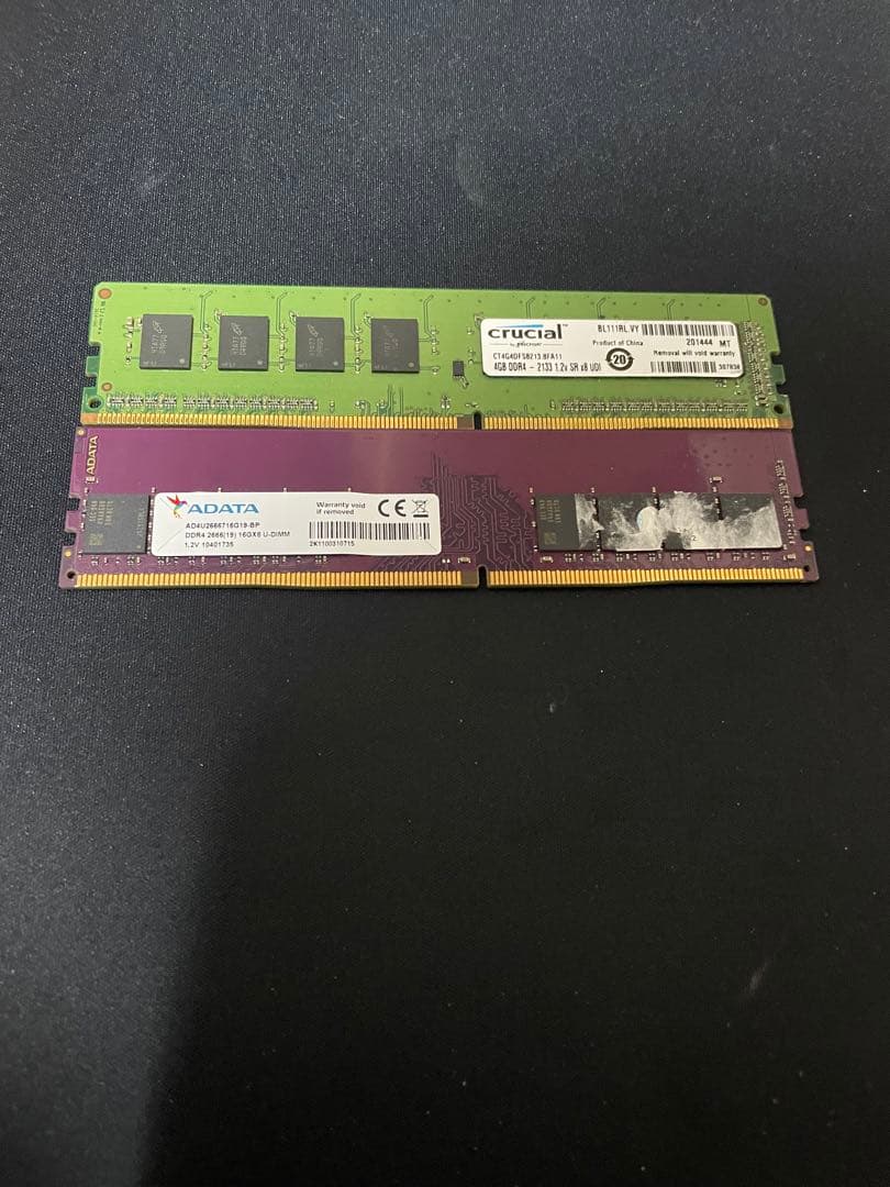 DDR4メモリー2枚 16G+4G