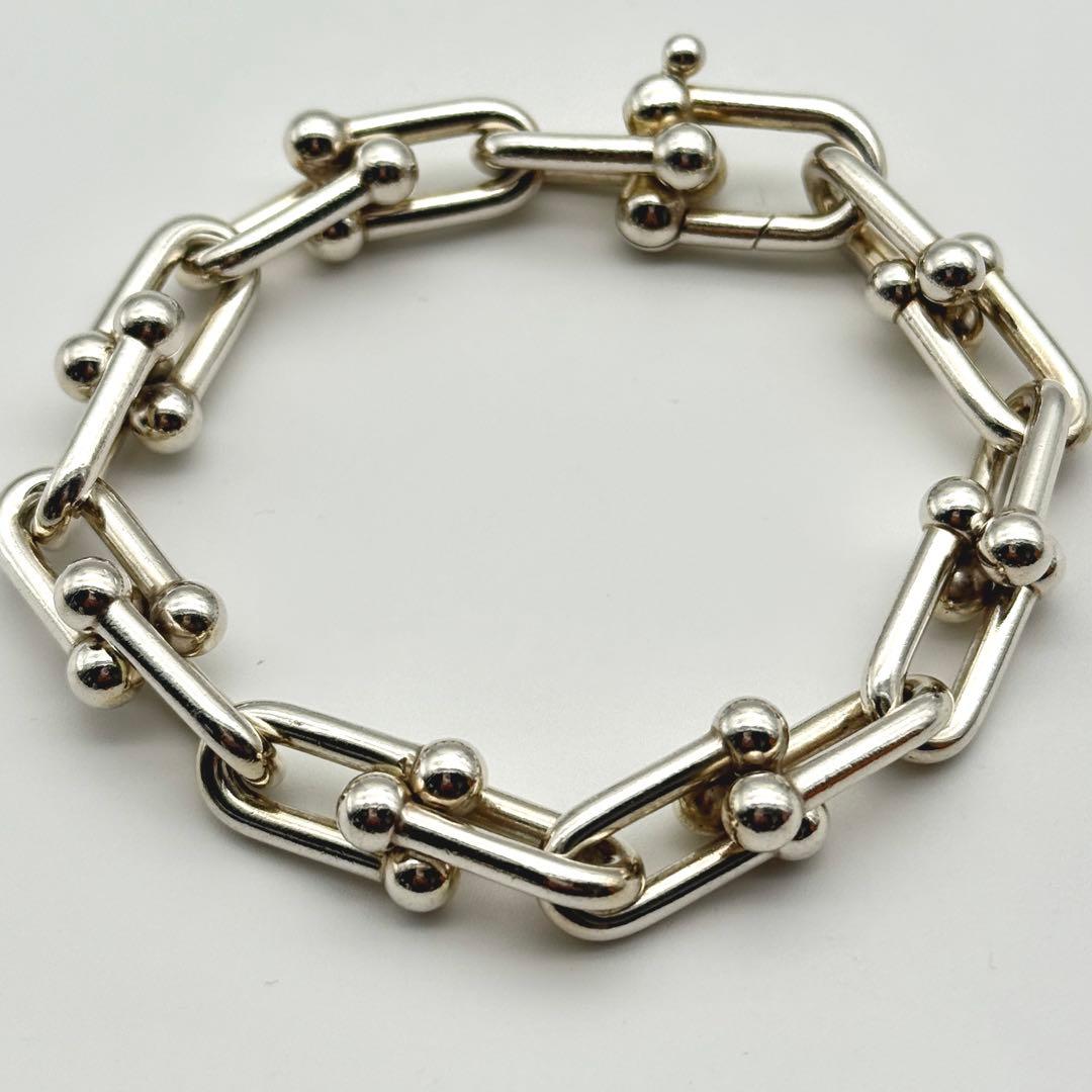 美品 L Tiffany ハードウェア ブレスレット ラージリンク シルバー