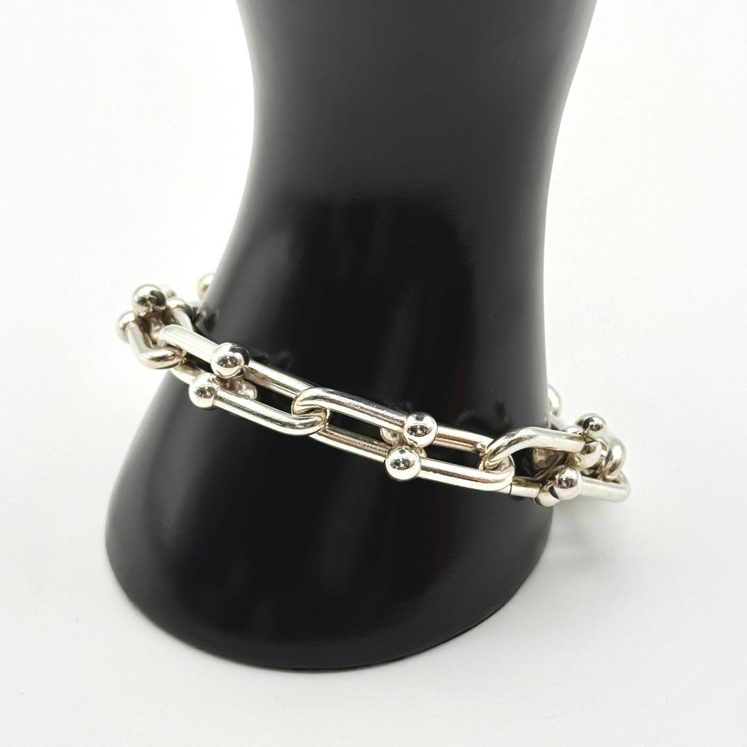美品 L Tiffany ハードウェア ブレスレット ラージリンク シルバー