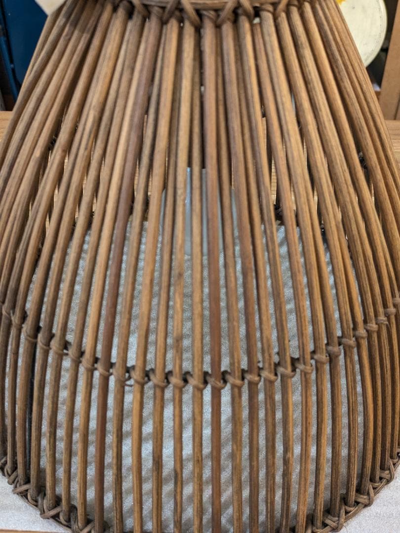 【廃盤希少】 東京メタル工業 ペンダントライト 照明 ラタン 籐 茶 ペンダント