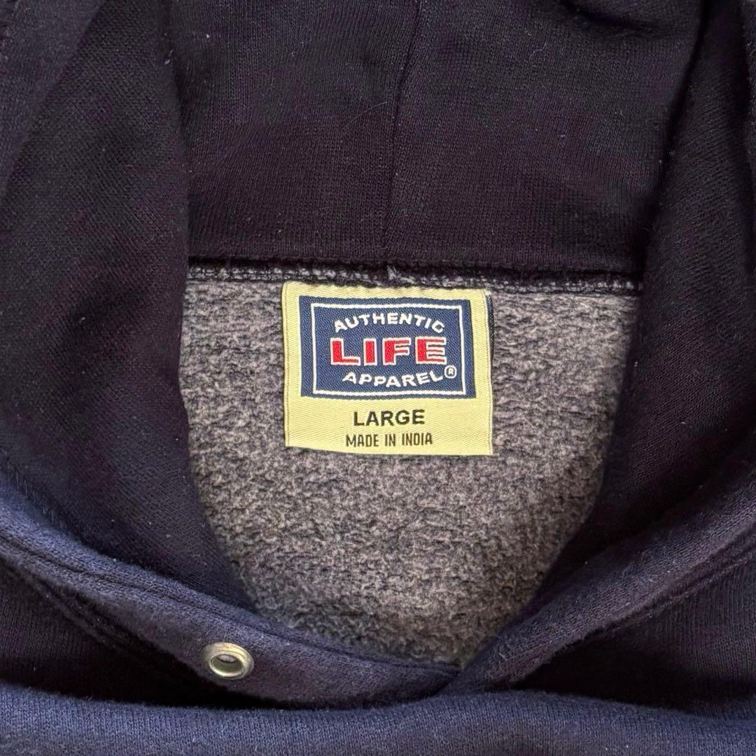 90s ヴィンテージ古着 肉厚コットンスウェットパーカー 無地フェード ネイビー